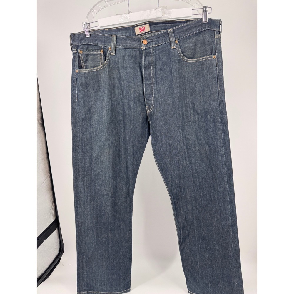 Levi 501XX Jeans 42x32 Mens Blue Button Fly Straight Leg Dark Wash